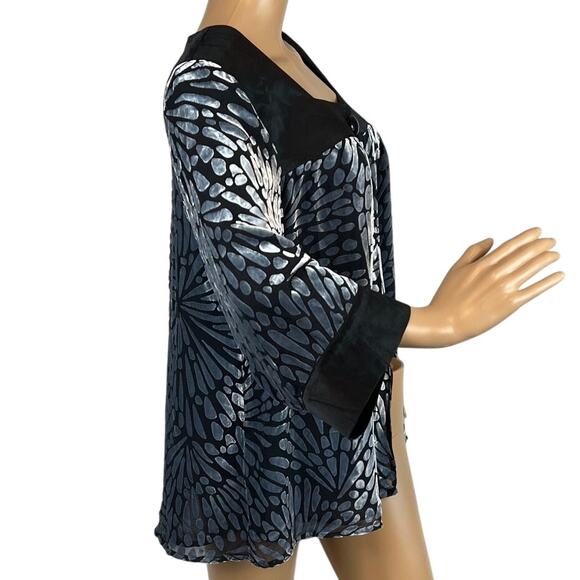 Bob Mackie Women's Silk Burnout Jacket Black Silver  Size M Wearable Art - Picture 2 of 8